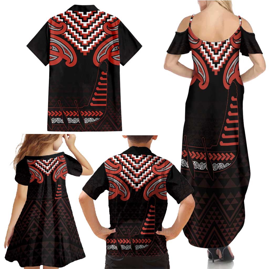 Maori Waitangi Family Matching Summer Maxi Dress and Hawaiian Shirt Kotahitanga Poutama Mix Whakairo LT7 - Polynesian Pride