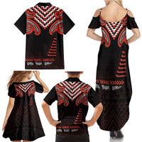 Maori Waitangi Family Matching Summer Maxi Dress and Hawaiian Shirt Kotahitanga Poutama Mix Whakairo LT7 - Polynesian Pride