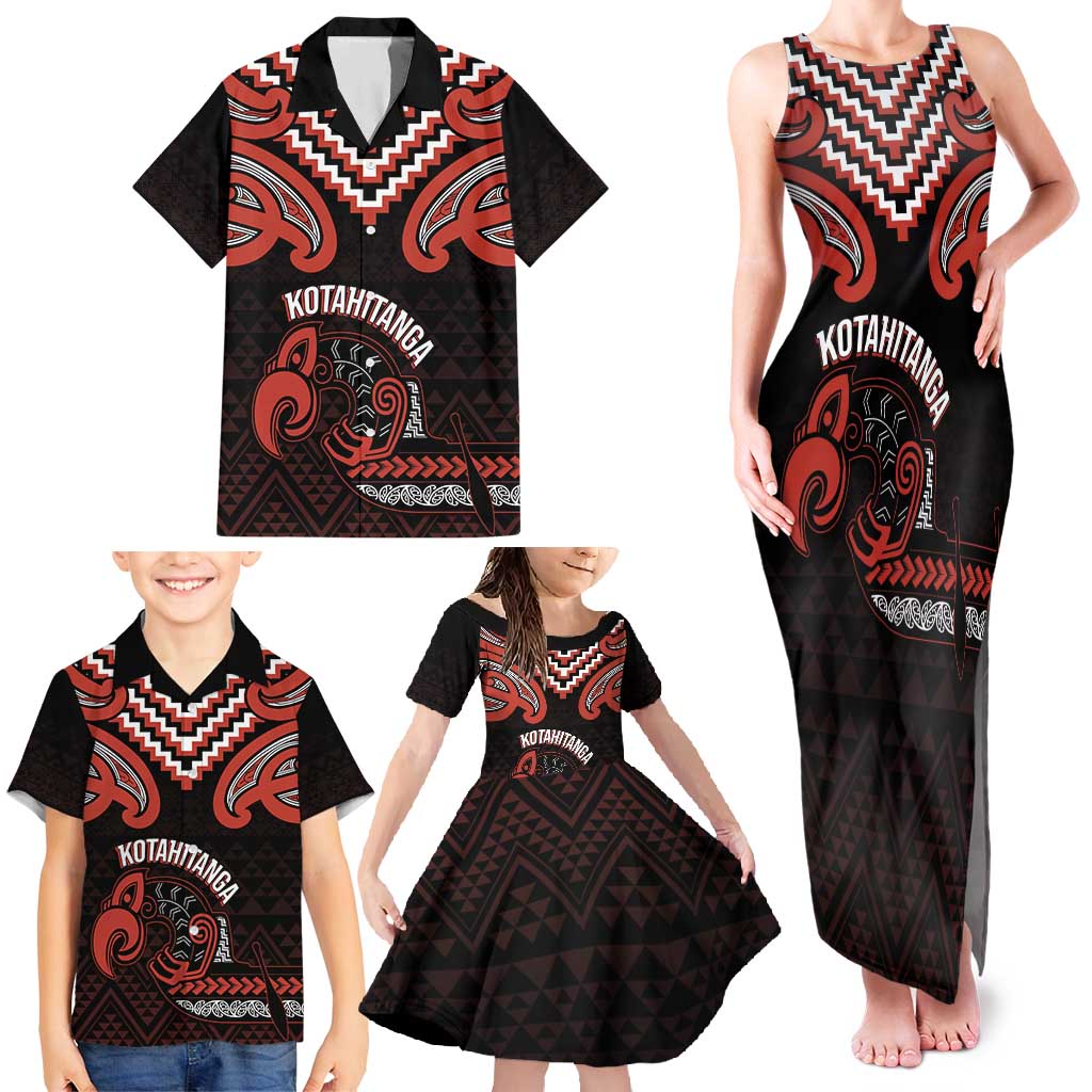 Maori Waitangi Family Matching Tank Maxi Dress and Hawaiian Shirt Kotahitanga Poutama Mix Whakairo LT7 - Polynesian Pride