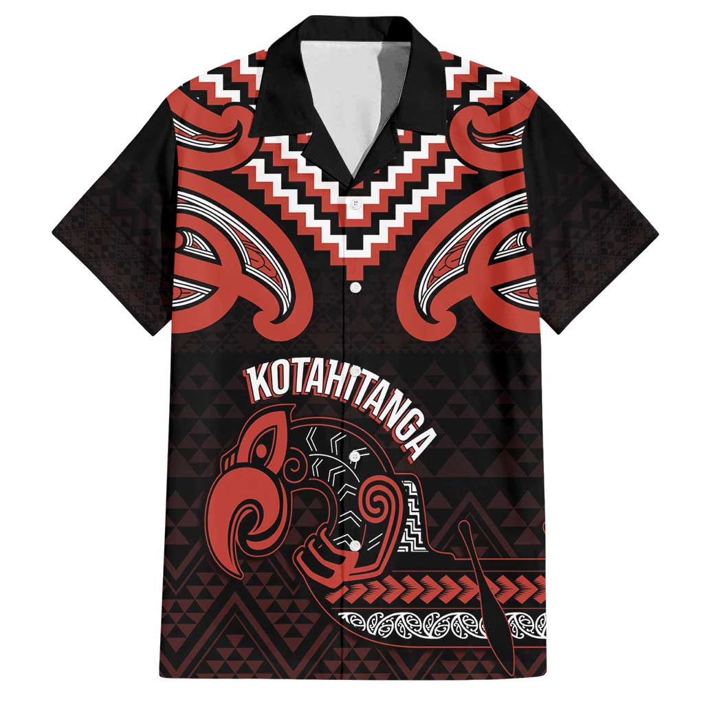 Maori Waitangi Family Matching Tank Maxi Dress and Hawaiian Shirt Kotahitanga Poutama Mix Whakairo LT7 Dad's Shirt - Short Sleeve Black - Polynesian Pride