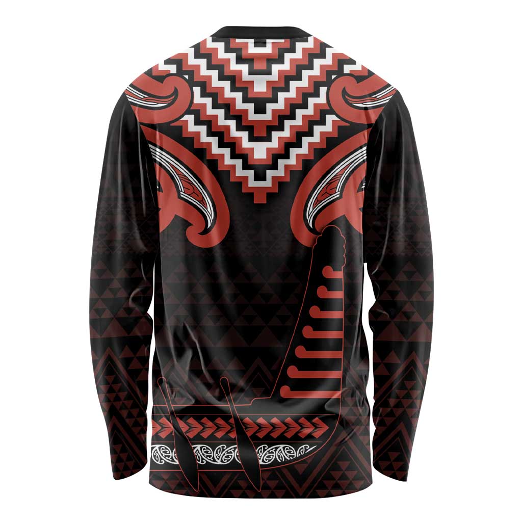 Maori Waitangi Long Sleeve Shirt Kotahitanga Poutama Mix Whakairo LT7 - Polynesian Pride