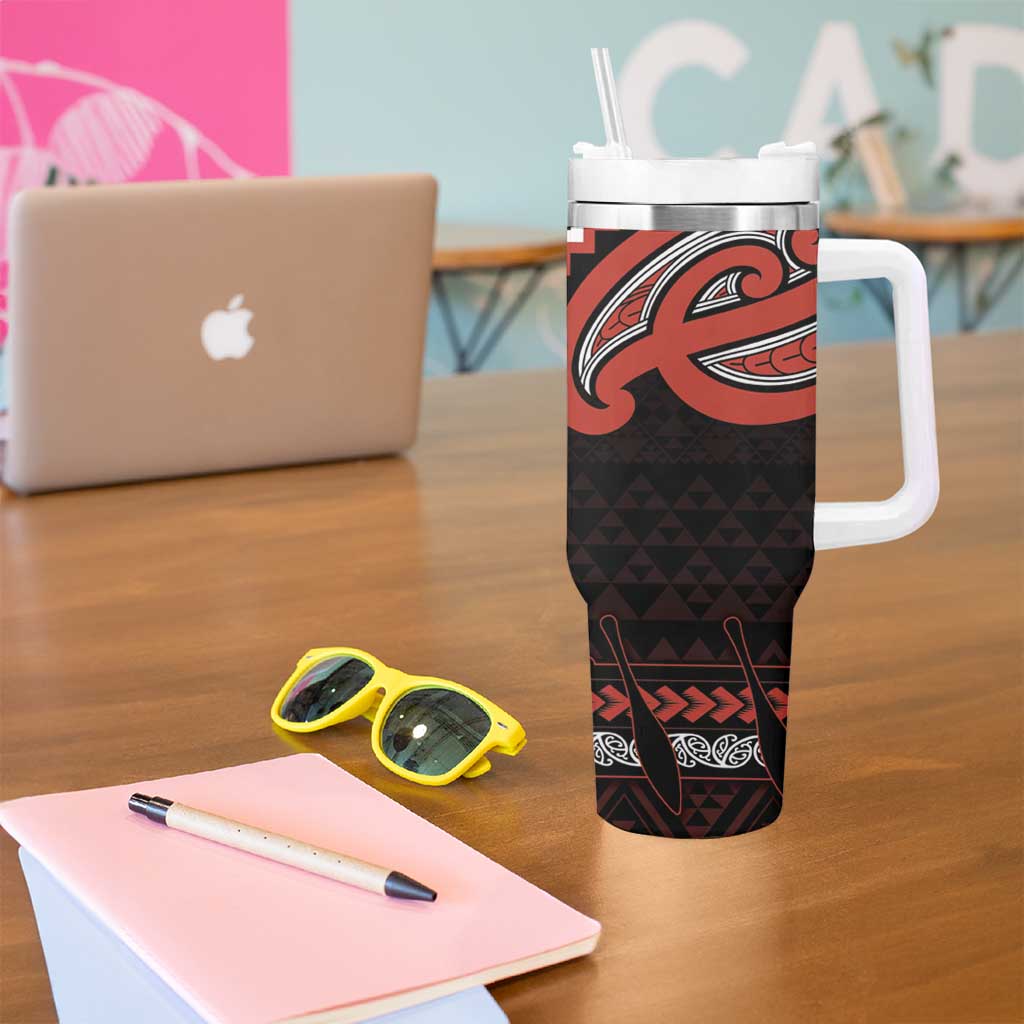 Maori Waitangi Tumbler With Handle Kotahitanga Poutama Mix Whakairo - Polynesian Pride
