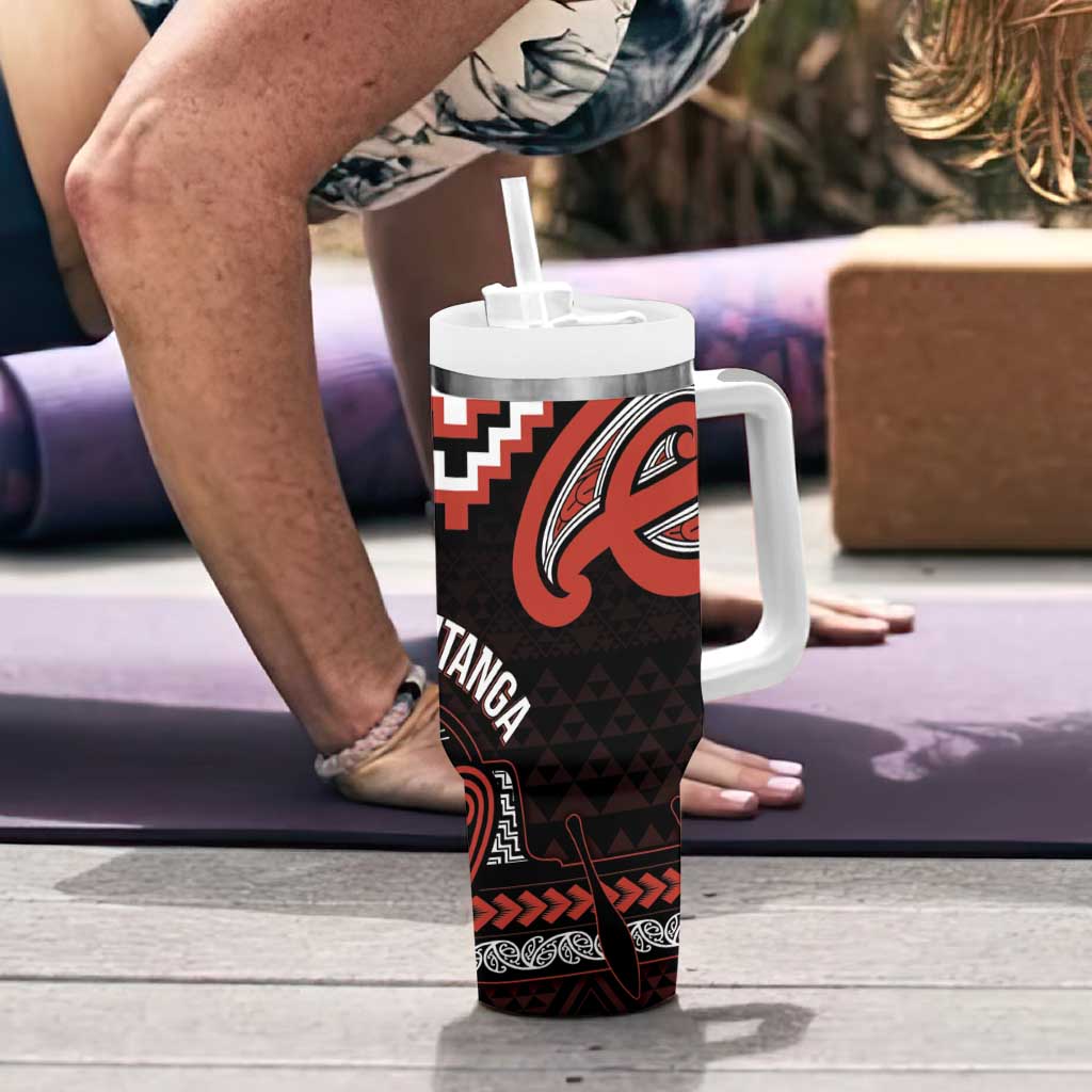 Maori Waitangi Tumbler With Handle Kotahitanga Poutama Mix Whakairo - Polynesian Pride