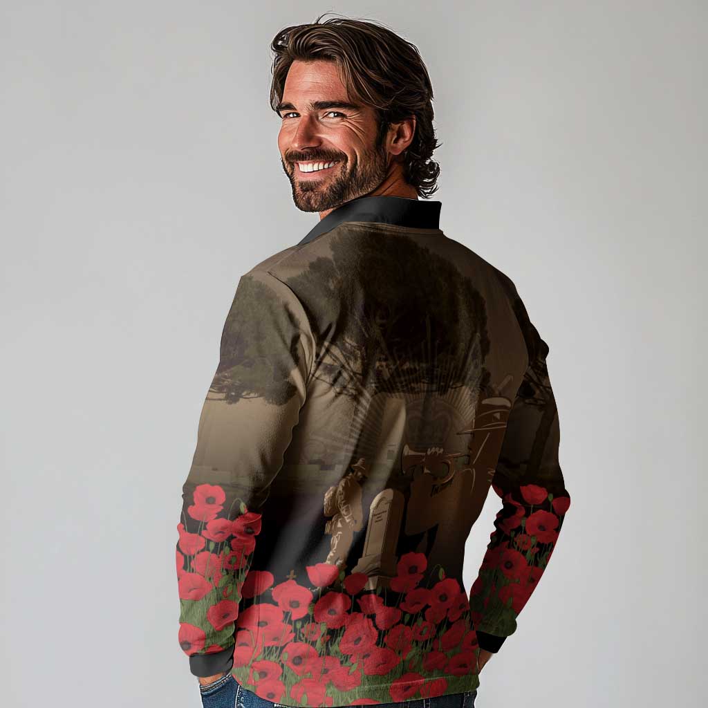 Australia - New Zealand ANZAC Lone Pine Long Sleeve Polo Shirt The Last Post