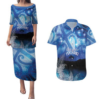 NZ Maori Matariki Scenery Couples Matching Puletasi and Hawaiian Shirt Galaxy Sky