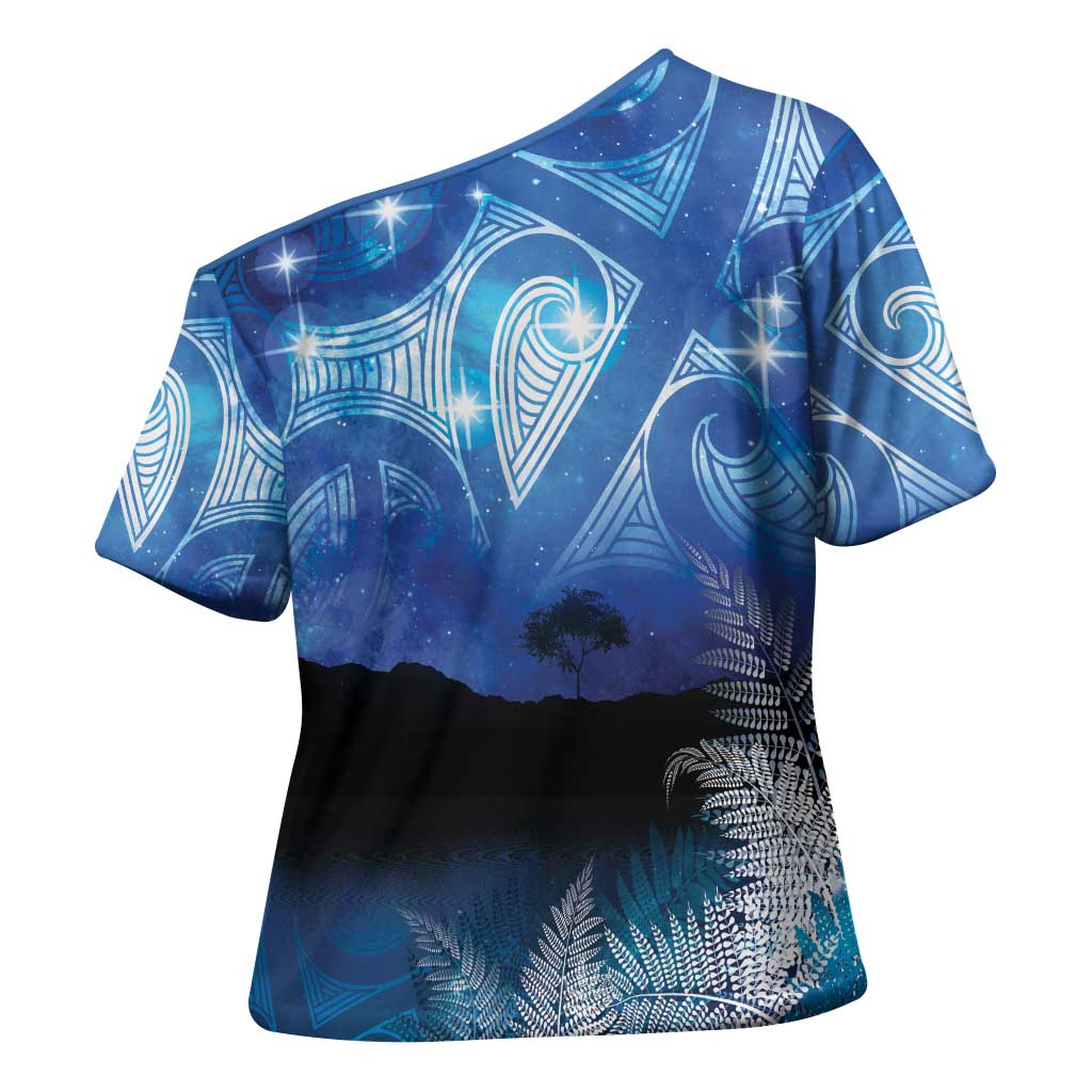 NZ Maori Matariki Scenery Cross Shoulder Shirt Galaxy Sky