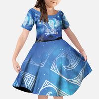NZ Maori Matariki Scenery Family Matching Long Sleeve Bodycon Dress and Hawaiian Shirt Galaxy Sky LT7 Daughter's Dress Galaxy - Polynesian Pride