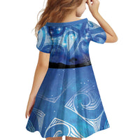 NZ Maori Matariki Scenery Family Matching Off The Shoulder Long Sleeve Dress and Hawaiian Shirt Galaxy Sky LT7 - Polynesian Pride