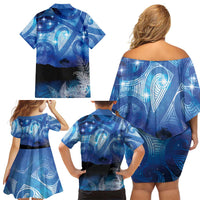 NZ Maori Matariki Scenery Family Matching Off Shoulder Short Dress and Hawaiian Shirt Galaxy Sky