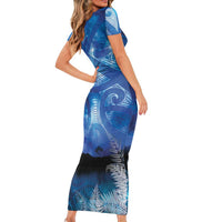 NZ Maori Matariki Scenery Family Matching Short Sleeve Bodycon Dress and Hawaiian Shirt Galaxy Sky LT7 - Polynesian Pride