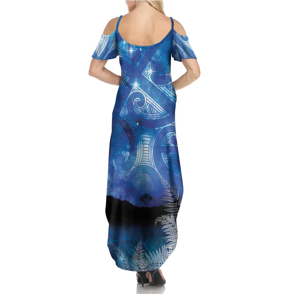 NZ Maori Matariki Scenery Family Matching Summer Maxi Dress and Hawaiian Shirt Galaxy Sky