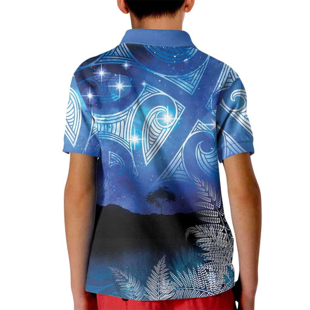 NZ Maori Matariki Scenery Kid Polo Shirt Galaxy Sky