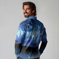 NZ Maori Matariki Scenery Long Sleeve Polo Shirt Galaxy Sky