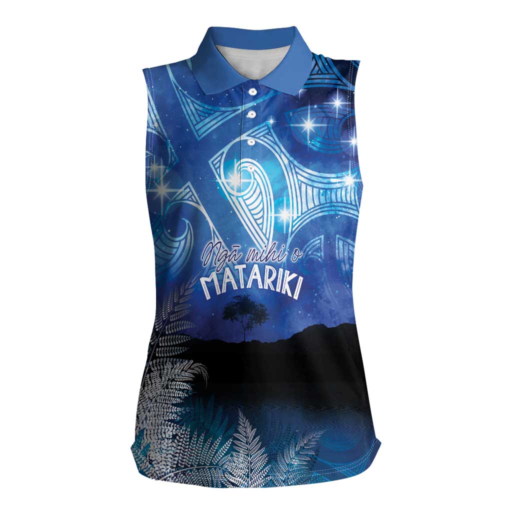 NZ Maori Matariki Scenery Women Sleeveless Polo Shirt Galaxy Sky