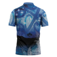 NZ Maori Matariki Scenery Zipper Polo Shirt Galaxy Sky