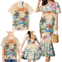 Personalized Christmas In July - Hawaii Retro Family Matching Mermaid Dress and Hawaiian Shirt Lost In Parrot-dise LT7 - Polynesian Pride