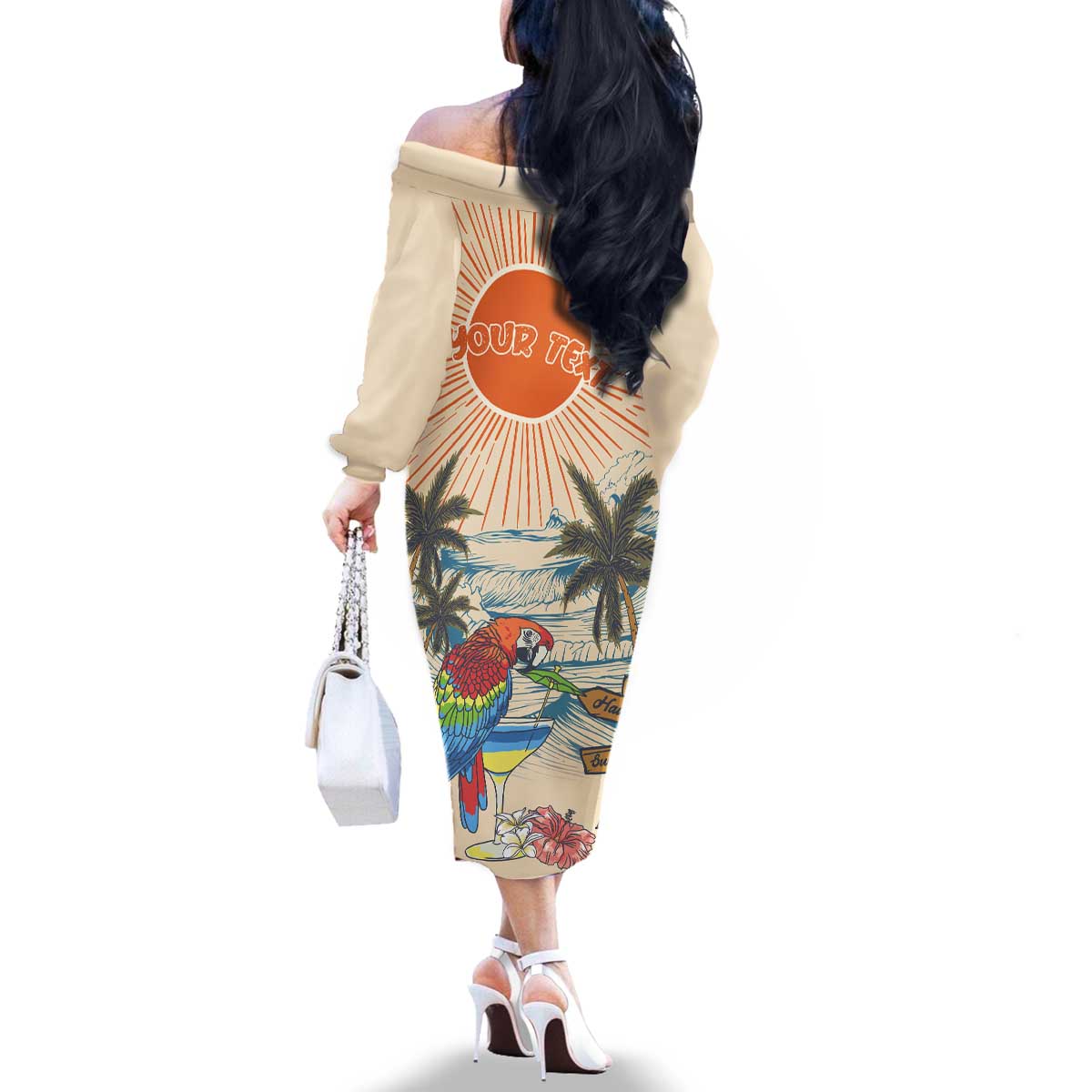 Personalized Christmas In July - Hawaii Retro Family Matching Off The Shoulder Long Sleeve Dress and Hawaiian Shirt Lost In Parrot-dise LT7 - Polynesian Pride