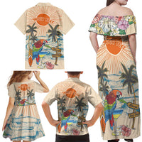 Personalized Christmas In July - Hawaii Retro Family Matching Off Shoulder Maxi Dress and Hawaiian Shirt Lost In Parrot-dise LT7 - Polynesian Pride
