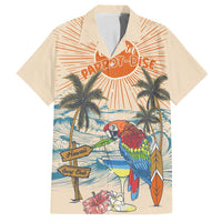 Personalized Christmas In July - Hawaii Retro Family Matching Off Shoulder Short Dress and Hawaiian Shirt Lost In Parrot-dise LT7 Dad's Shirt - Short Sleeve Beige - Polynesian Pride