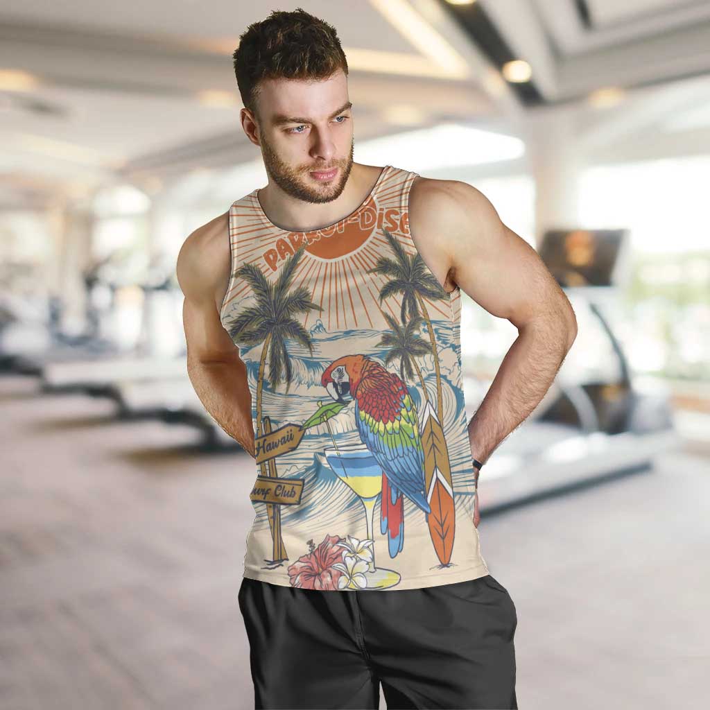 Personalized Christmas In July - Hawaii Retro Men Tank Top Lost In Parrot-dise