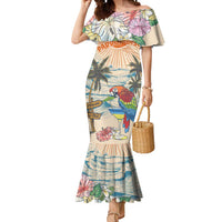 Personalized Christmas In July - Hawaii Retro Mermaid Dress Lost In Parrot-dise LT7 Women Beige - Polynesian Pride