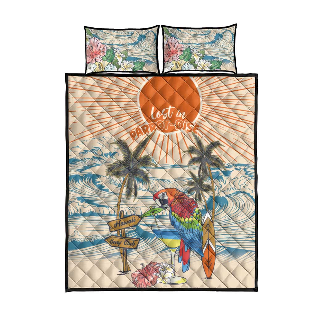 Christmas In July - Hawaii Retro Quilt Bed Set Lost In Parrot-dise