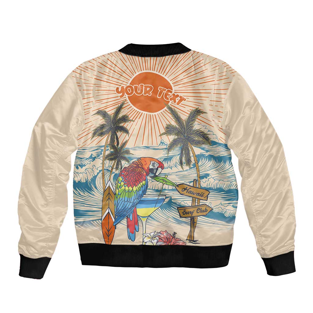 Personalized Christmas In July - Hawaii Retro Sleeve Zip Bomber Jacket Lost In Parrot-dise