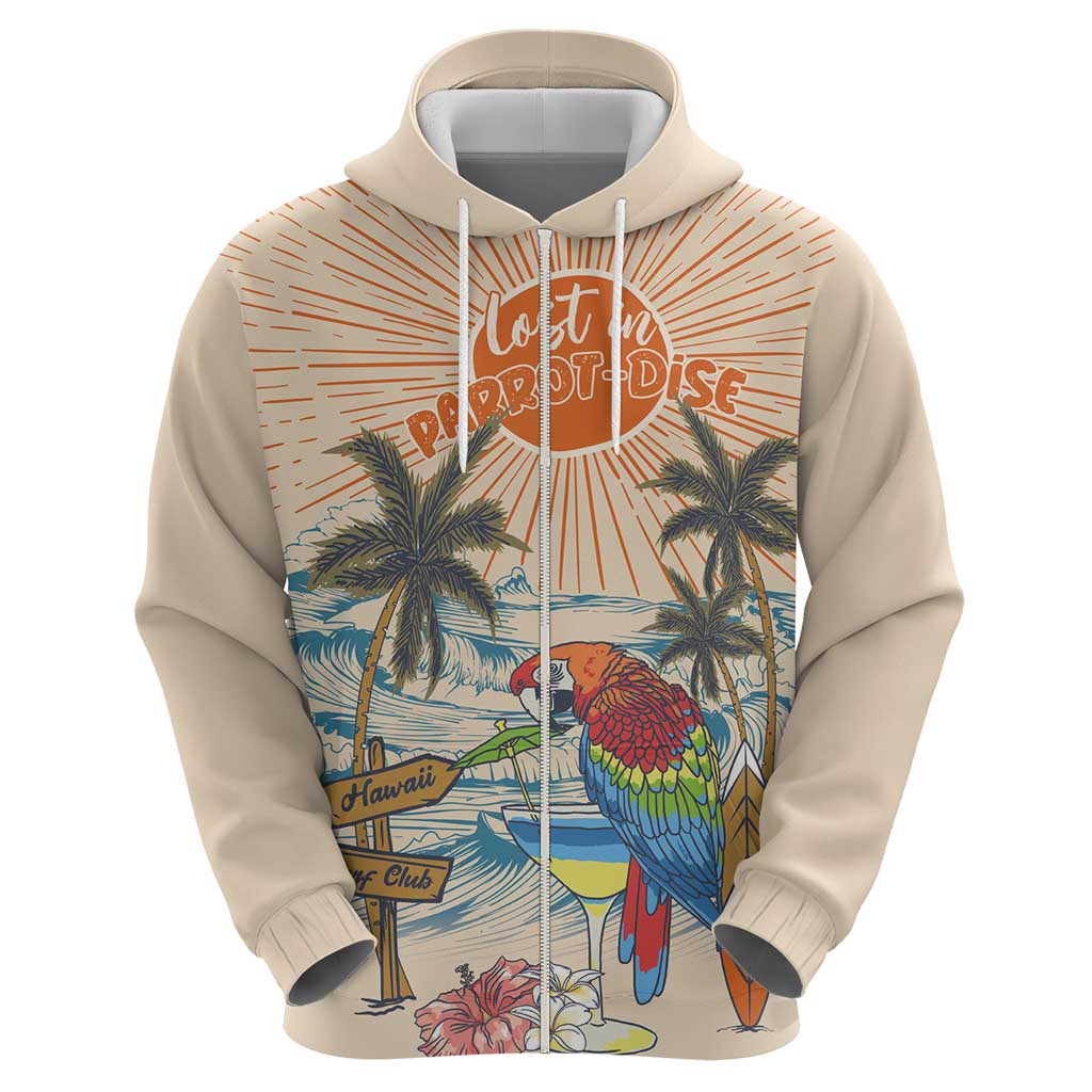 Personalized Christmas In July - Hawaii Retro Zip Hoodie Lost In Parrot-dise LT7 - Polynesian Pride