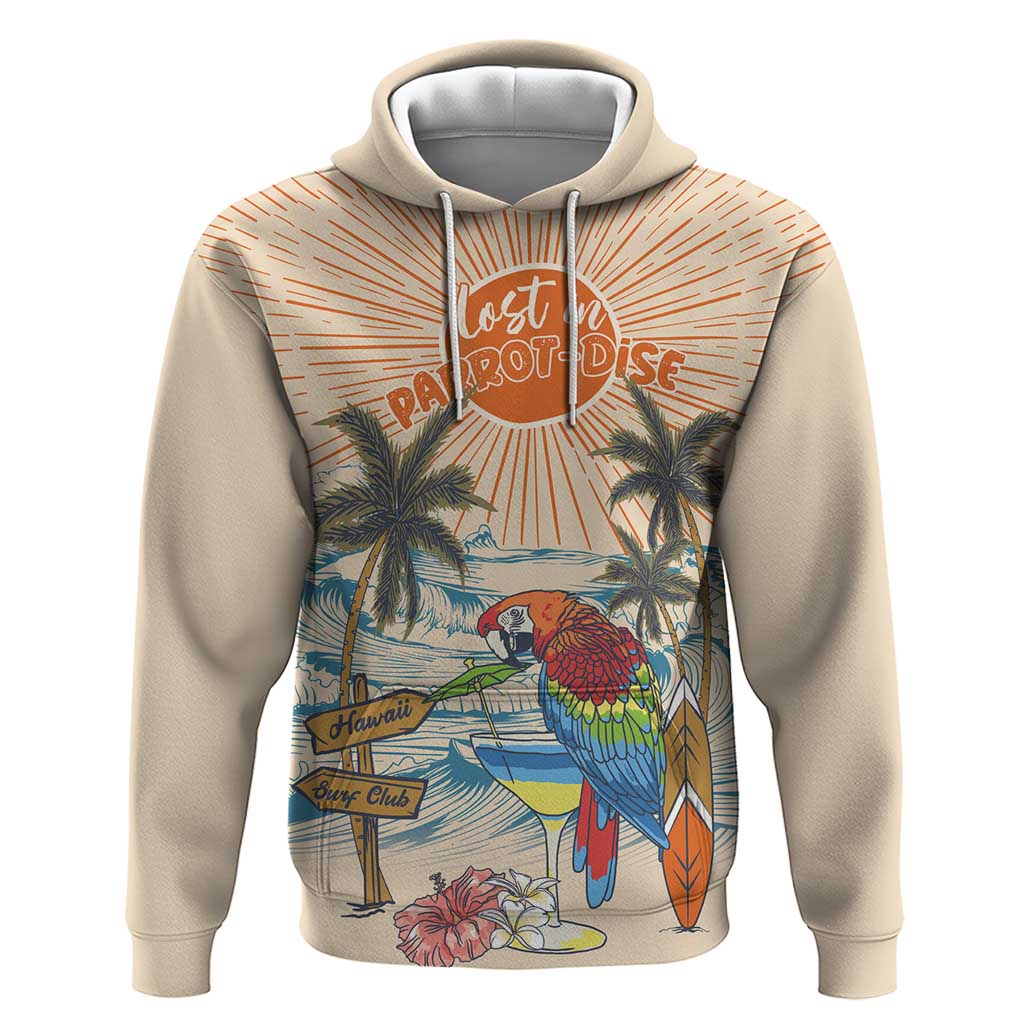 Personalized Christmas In July - Hawaii Retro Zip Hoodie Lost In Parrot-dise LT7 Pullover Hoodie Beige - Polynesian Pride