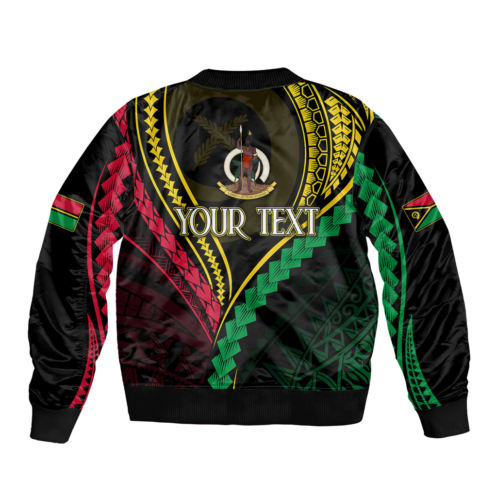 Personalised Vanuatu Sleeve Zip Bomber Jacket 43rd Hapi Indipendens Long LT7 - Polynesian Pride