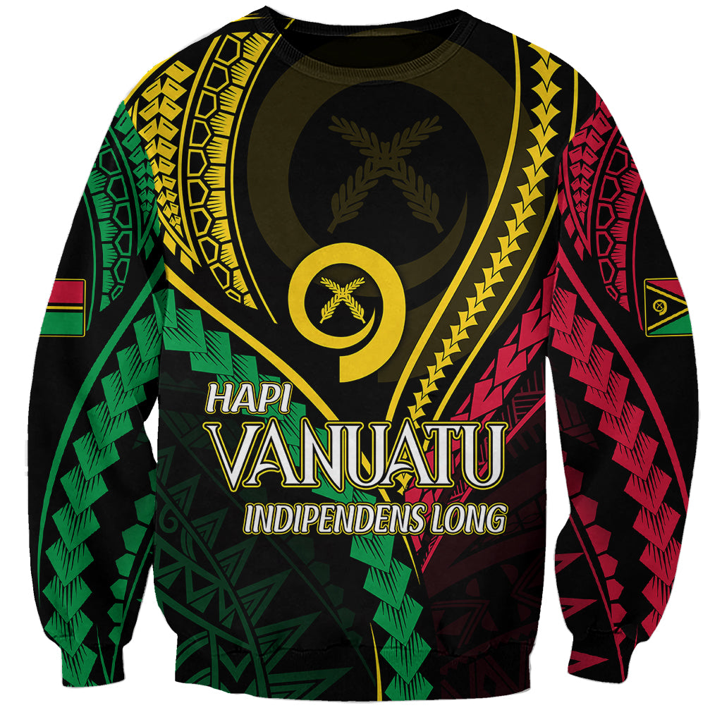 Personalised Vanuatu Sweatshirt 43rd Hapi Indipendens Long LT7 Unisex Black - Polynesian Pride
