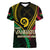 Personalised Vanuatu Women V Neck T Shirt 43rd Hapi Indipendens Long LT7 Female Black - Polynesian Pride