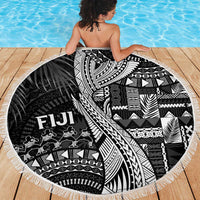 Fiji Rugby Bula Masi Beach Blanket Fish Tail Kaivity Cibi - Black