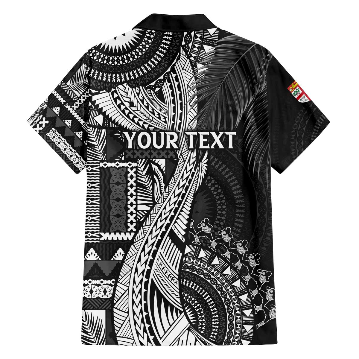 Fiji Rugby Personalised Bula Masi Family Matching Off The Shoulder Long Sleeve Dress and Hawaiian Shirt Fish Tail Kaivity Cibi - Black LT7 - Polynesian Pride