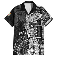 Fiji Rugby Personalised Bula Masi Family Matching Puletasi and Hawaiian Shirt Fish Tail Kaivity Cibi - Black LT7 Dad's Shirt - Short Sleeve Black - Polynesian Pride