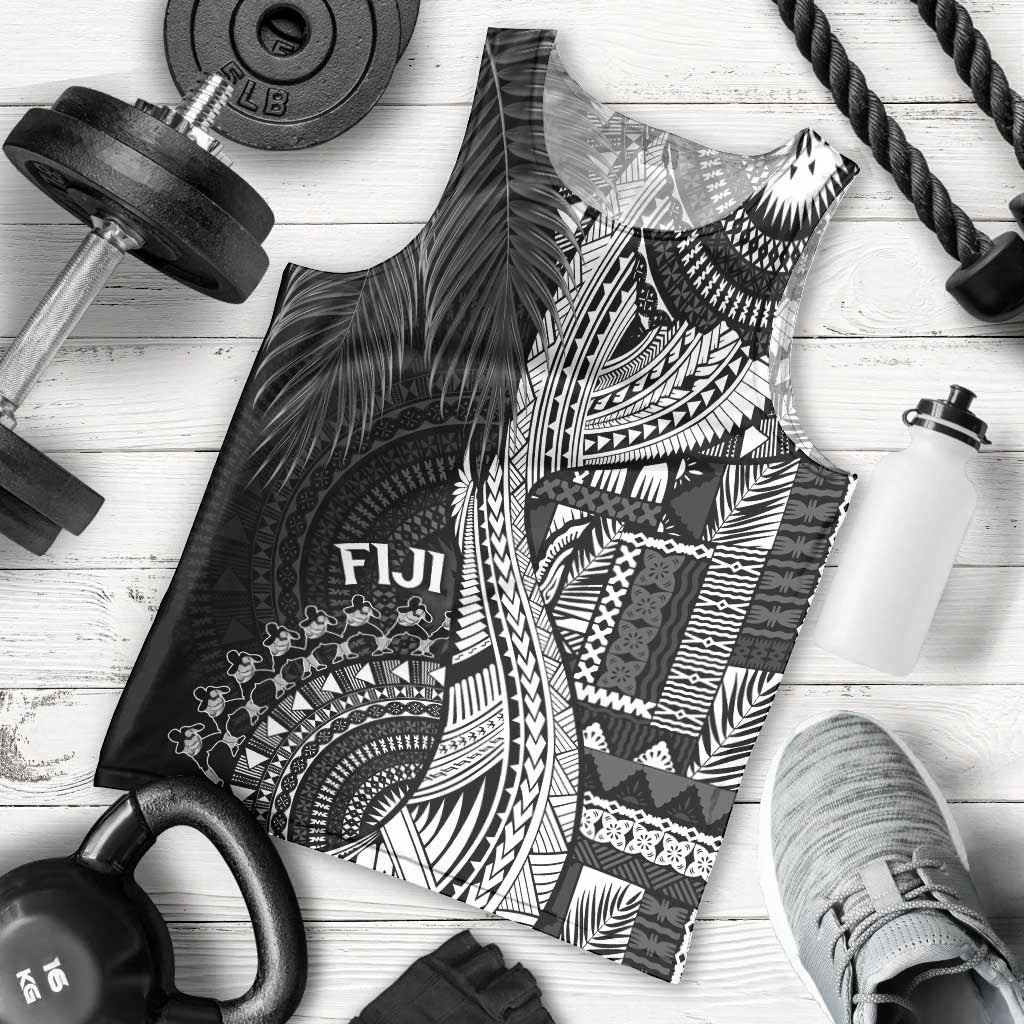 Fiji Rugby Personalised Bula Masi Men Tank Top Fish Tail Kaivity Cibi - Black