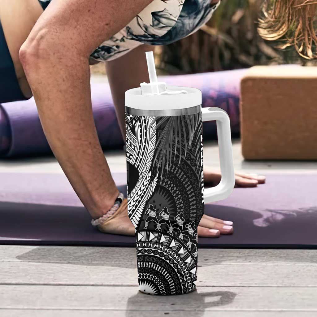 Fiji Rugby Personalised Bula Masi Tumbler With Handle Fish Tail Kaivity Cibi - Black