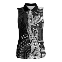 Fiji Rugby Personalised Bula Masi Women Sleeveless Polo Shirt Fish Tail Kaivity Cibi - Black