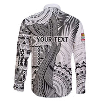 Fiji Rugby Personalised Bula Masi Family Matching Long Sleeve Bodycon Dress and Hawaiian Shirt Fish Tail Kaivity Cibi - White