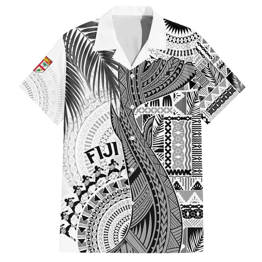 Fiji Rugby Personalised Bula Masi Family Matching Off Shoulder Maxi Dress and Hawaiian Shirt Fish Tail Kaivity Cibi - White
