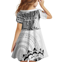 Fiji Rugby Personalised Bula Masi Family Matching Summer Maxi Dress and Hawaiian Shirt Fish Tail Kaivity Cibi - White