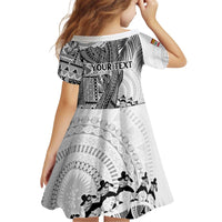 Fiji Rugby Personalised Bula Masi Kid Short Sleeve Dress Fish Tail Kaivity Cibi - White
