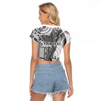 Fiji Rugby Personalised Bula Masi Raglan Cropped T Shirt Fish Tail Kaivity Cibi - White