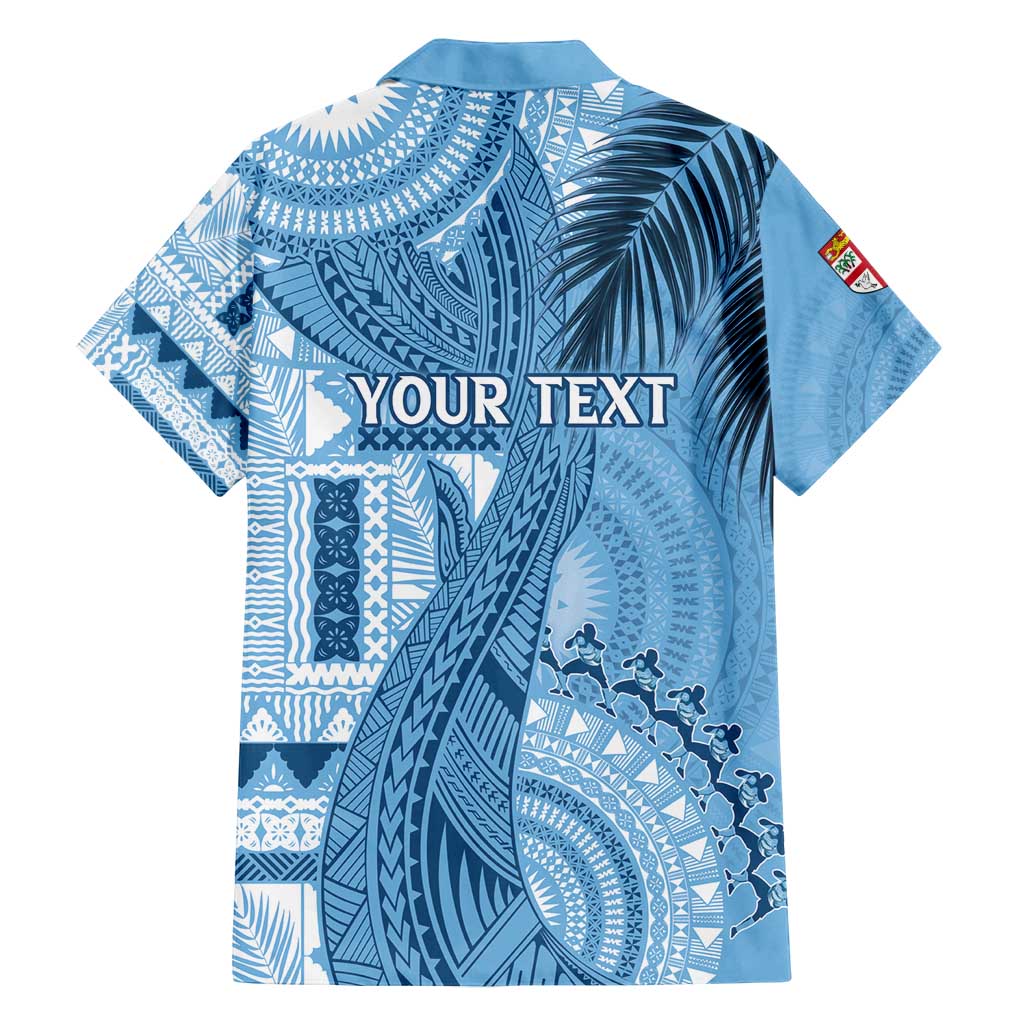 Fiji Rugby Personalised Bula Masi Family Matching Long Sleeve Bodycon Dress and Hawaiian Shirt Fish Tail Kaivity Cibi - Turquoise LT7 - Polynesian Pride