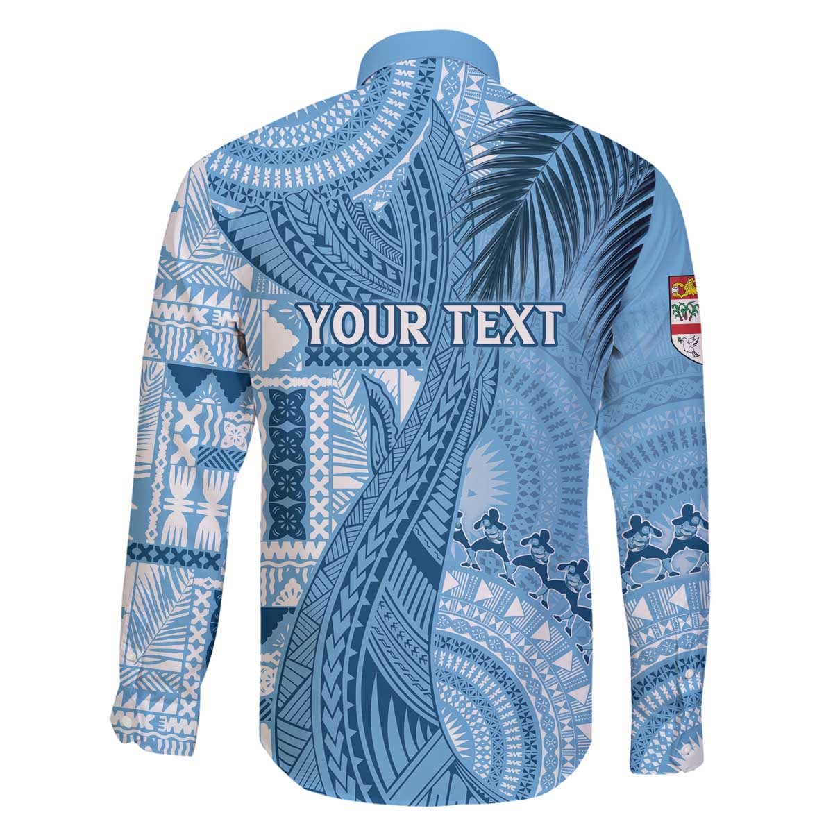 Fiji Rugby Personalised Bula Masi Family Matching Off The Shoulder Long Sleeve Dress and Hawaiian Shirt Fish Tail Kaivity Cibi - Turquoise LT7 - Polynesian Pride
