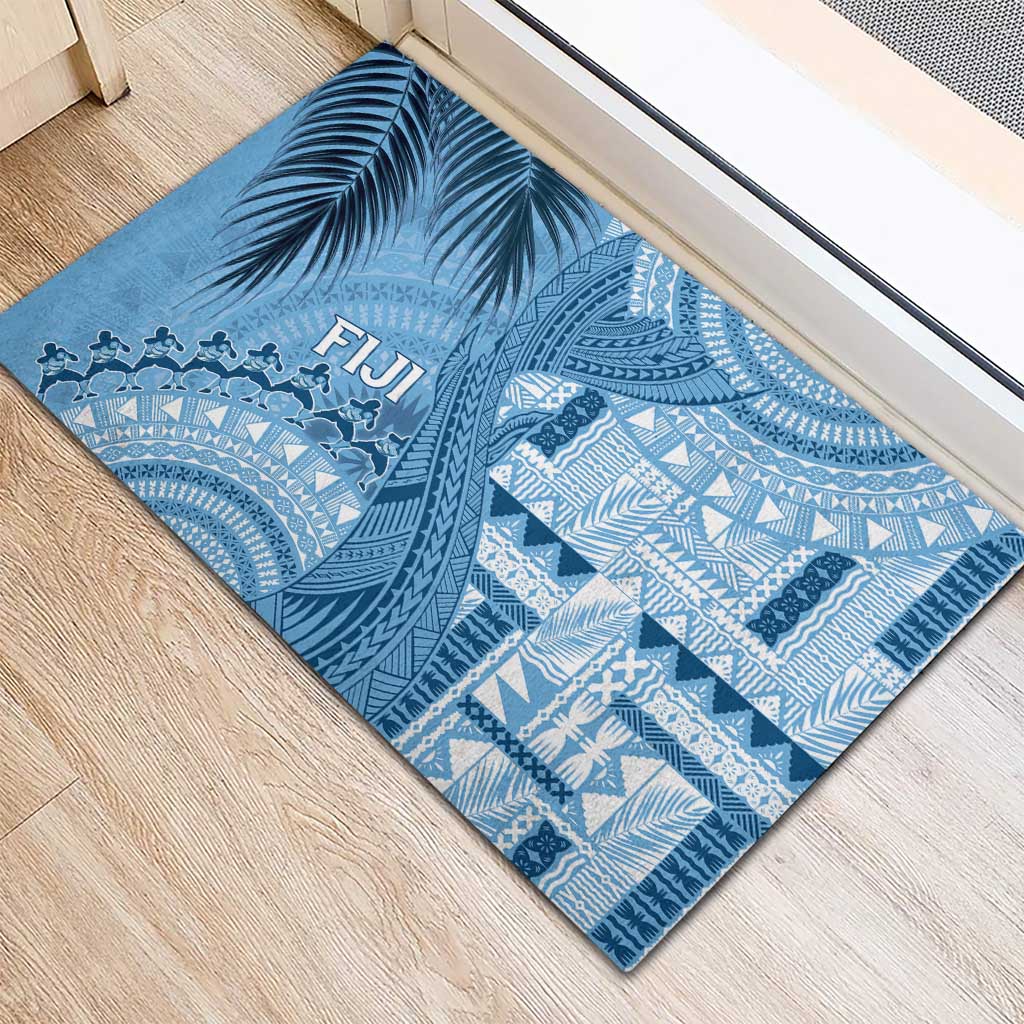 Fiji Rugby Bula Masi Rubber Doormat Fish Tail Kaivity Cibi - Turquoise