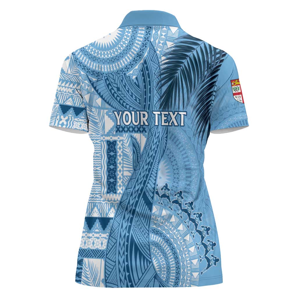 Fiji Rugby Personalised Bula Masi Women Polo Shirt Fish Tail Kaivity Cibi - Turquoise LT7 - Polynesian Pride