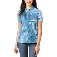 Fiji Rugby Personalised Bula Masi Women Polo Shirt Fish Tail Kaivity Cibi - Turquoise LT7 - Polynesian Pride
