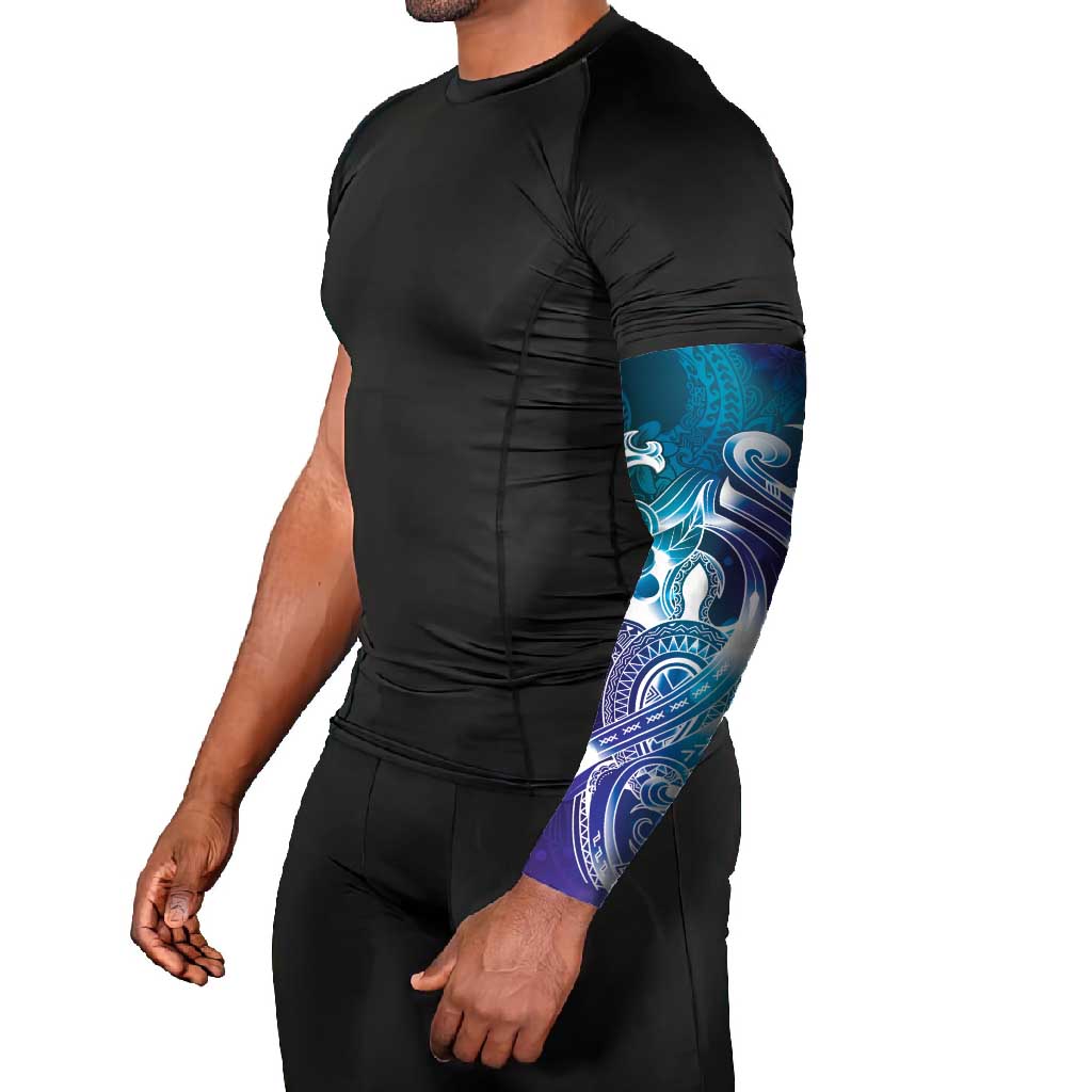 Aloha Hawaii Turtle Arm Sleeves Teal Purple Ribbon - Polynesian Pride