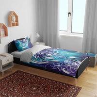 Aloha Hawaii Turtle Bedding Set Teal Purple Ribbon - Polynesian Pride